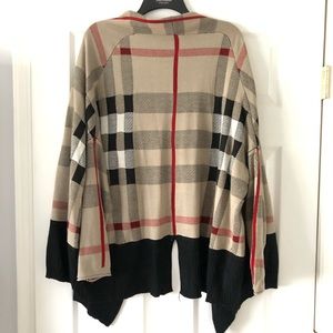 Plaid print wrap sweater